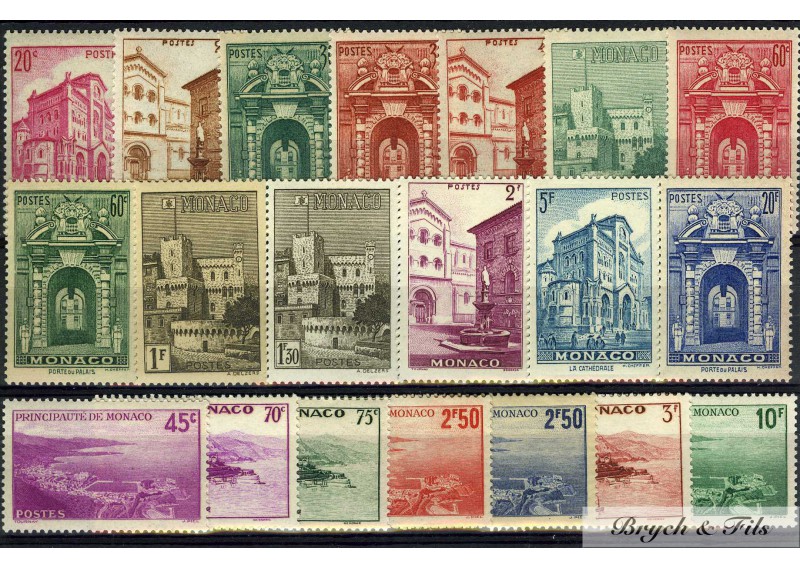 1939-41 MONACO N°169/183 TIMBRES POSTE VUES DE MONACO xx