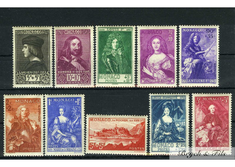 1939 MONACO N°185/194 TIMBRES POSTE PRINCES/PRINCESSE xx