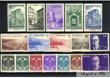 1943 MONACO ANNEE COMPLETE N°249/264 et 264a TIMBRES POSTE xx