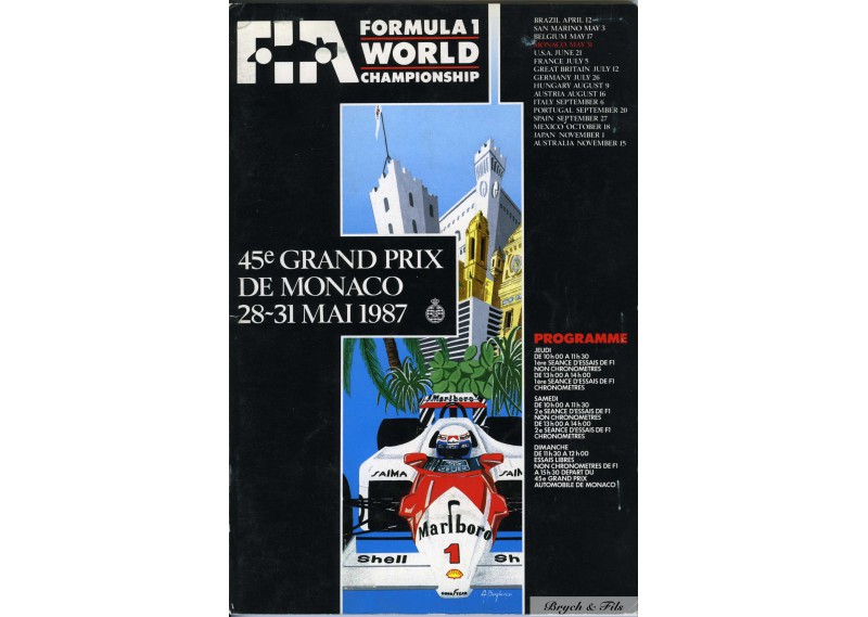 Programme Grand Prix Monaco 1987 signé + Pass