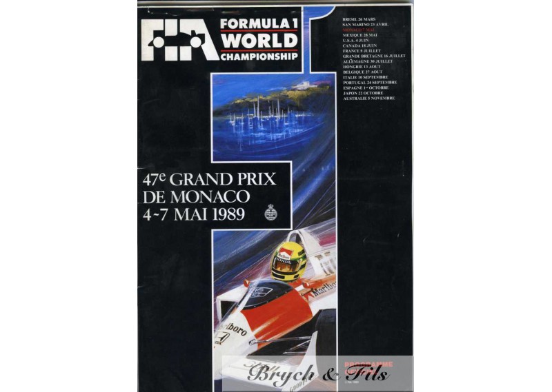 Programme Grand Prix Monaco 1989 (avec Pass)