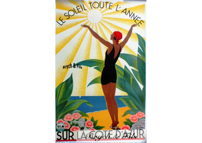 Affiche originale "Côte d'Azur le soleil toute l'année"