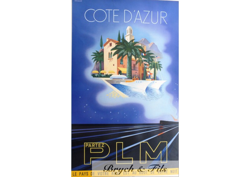 Affiche originale "PLM Côte d'Azur"