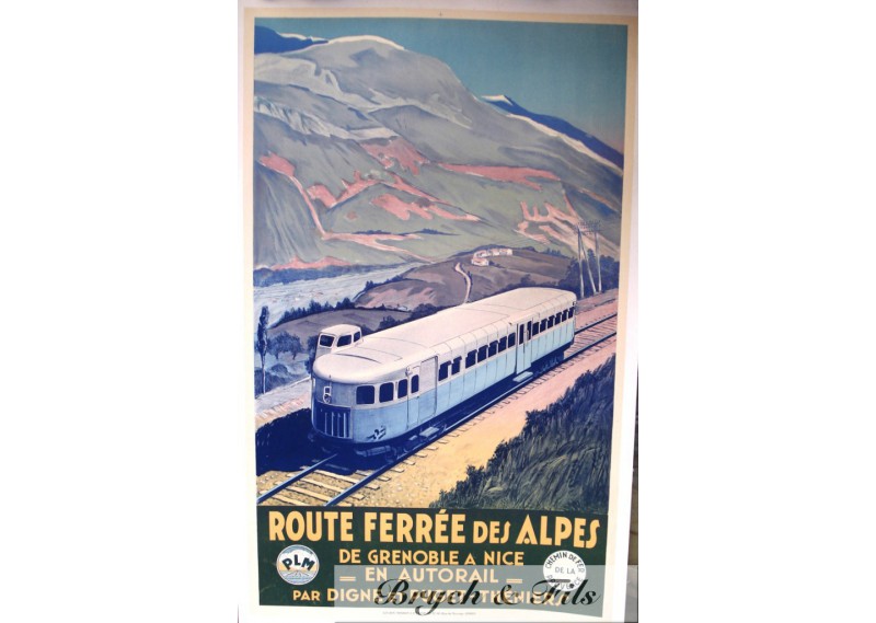 Affiche originale "Route férrée des Alpes"