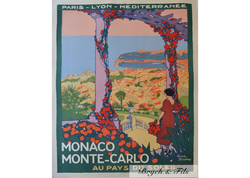 Affiche originale Monaco Monte-Carlo au Pays du Soleil par Roger Broders