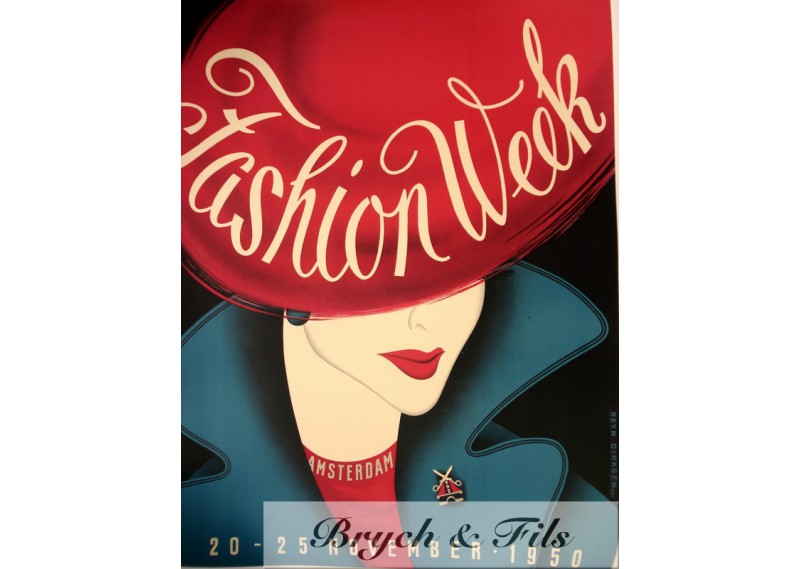 Affiche originale "Fashion week Amsterdam 1950"