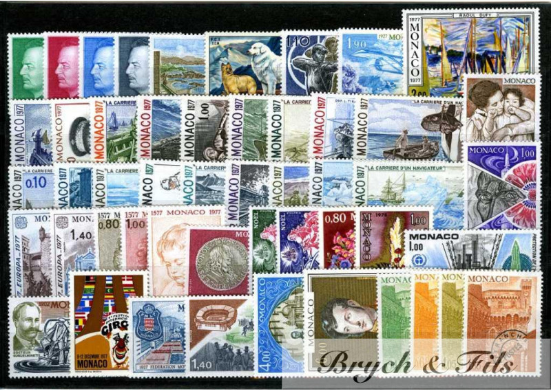 1977 MONACO ANNEE COMPLETE TIMBRES POSTE Préo N°46/49 xx