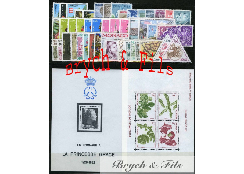 1983 MONACO ANNEE COMPLETE TIMBRES POSTE Préo N°78/81 Taxe N°73/74 BF N°24 et 26 xx