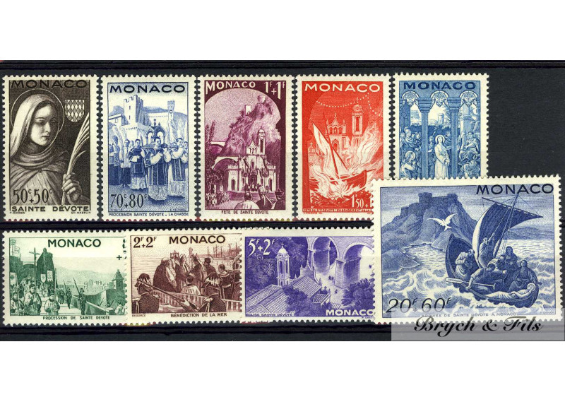 1944 MONACO ANNEE COMPLETE TIMBRES POSTE  xx