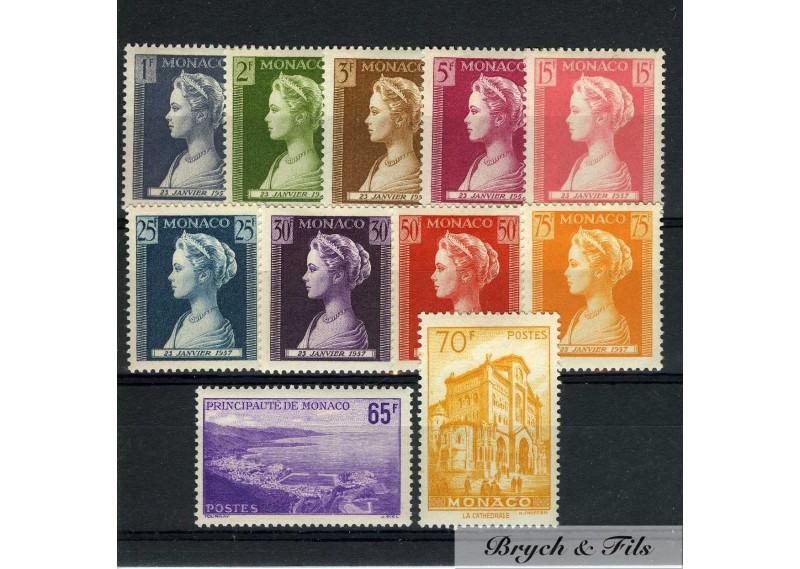 1957 MONACO ANNEE COMPLETE N°478/488 TIMBRES POSTE xx