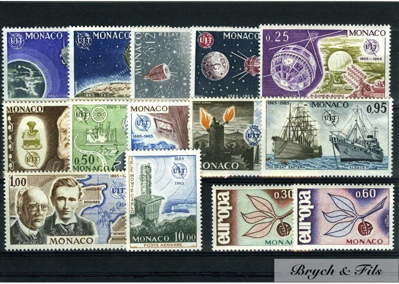 1965 MONACO ANNEE COMPLETE TIMBRES POSTE + PA xx