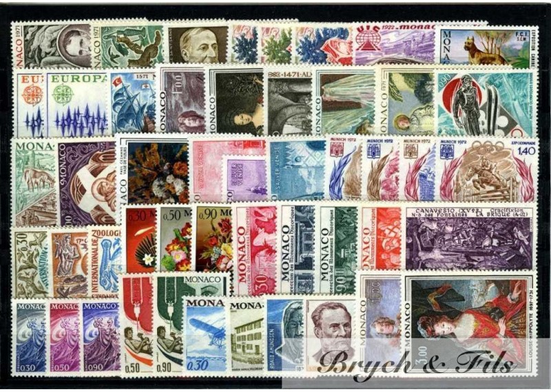 1972 MONACO ANNEE COMPLETE TIMBRES POSTE xx