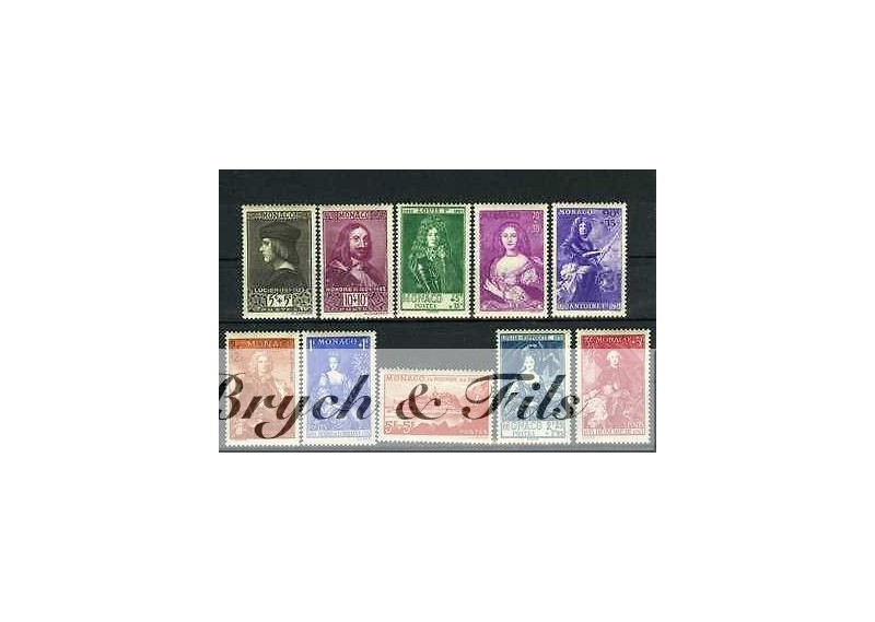 1939 MONACO N°185/194 TIMBRES POSTE PRINCES/PRINCESSE xx