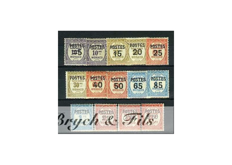 1937 MONACO N°140/153 TIMBRES TAXE SURCHARGES POSTE xx