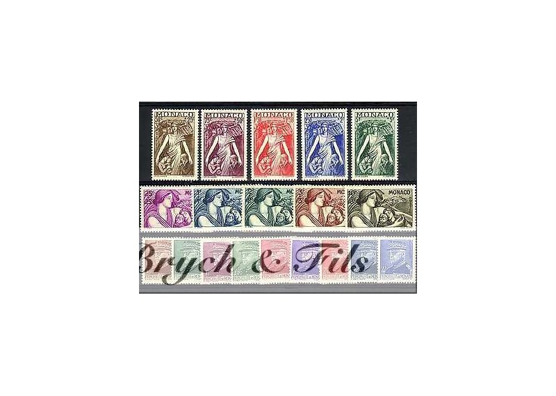 1941 MONACO ANNEE COMPLETE TIMBRES POSTE  xx