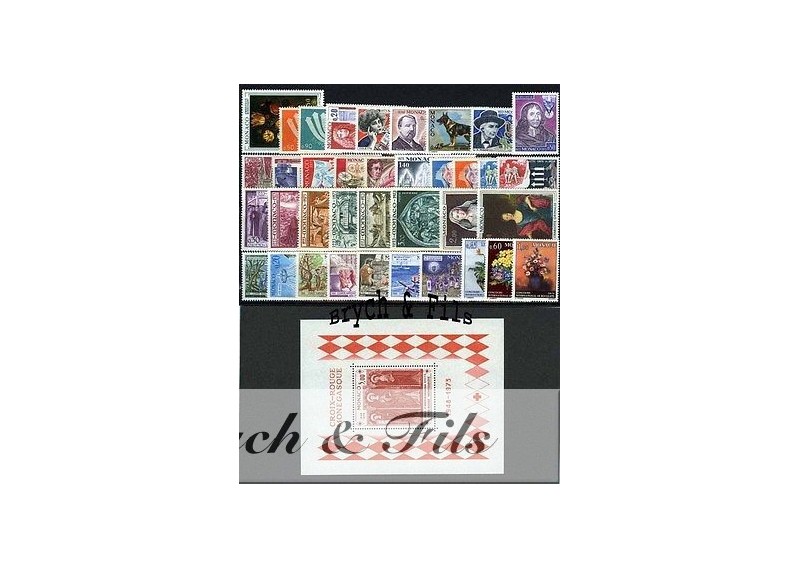 1973 MONACO ANNEE COMPLETE TIMBRES POSTE + PA xx