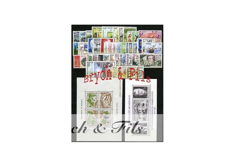 1987 MONACO ANNEE COMPLETE TIMBRES POSTE + PREO xx