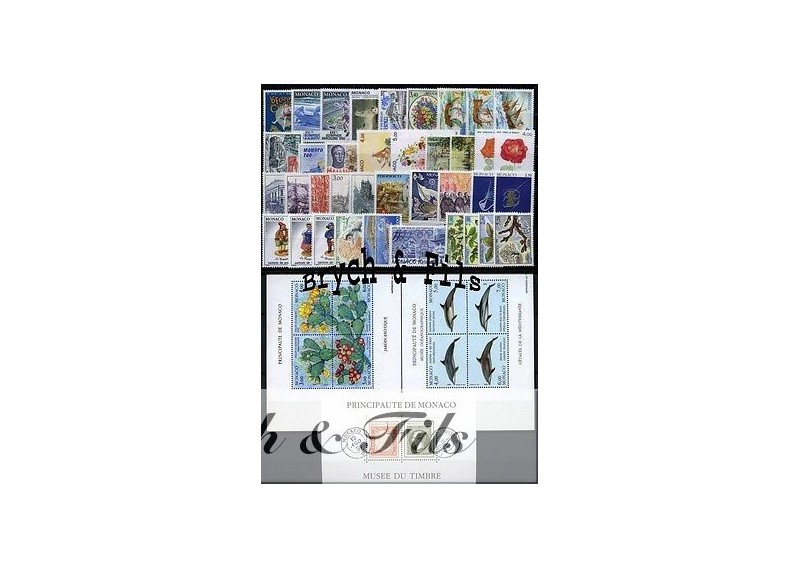 1992 MONACO ANNEE COMPLETE TIMBRES POSTE + PREO xx