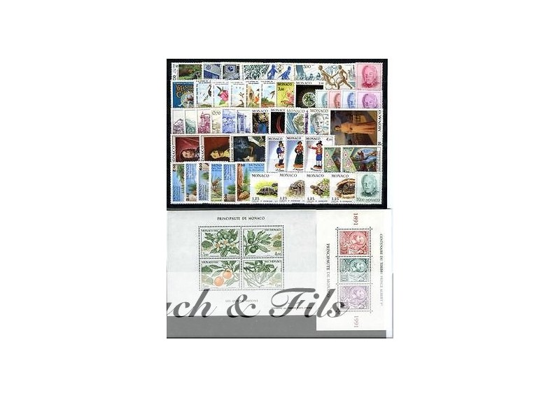 1991 MONACO ANNEE COMPLETE TIMBRES POSTE xx