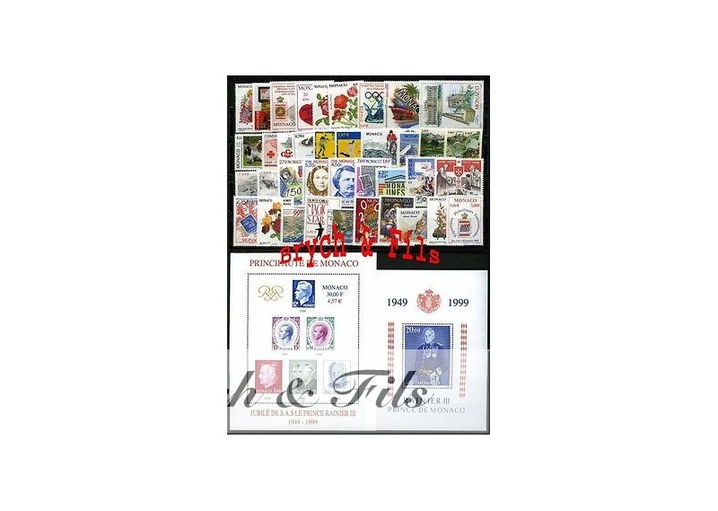 1999 MONACO ANNEE COMPLETE TIMBRES POSTE xx