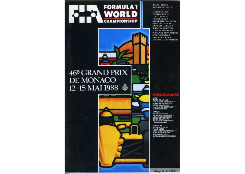 Programme Grand Prix Monaco 1988