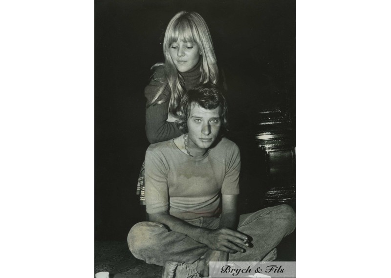 PHOTO ARGENTIQUE TIRAGE ORIGINAL JOHNNY HALLYDAY ET SYLVIE PAR PATRICK BERTRAND