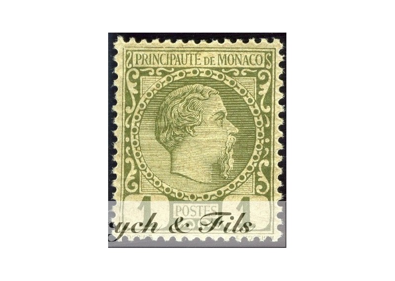 1885 MONACO N°1 TIMBRE POSTE PRINCE CHARLES III xx