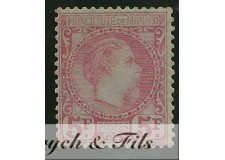 1885 MONACO N°10 TIMBRE POSTE PRINCE CHARLES III LEGERE ROUSSEUR x
