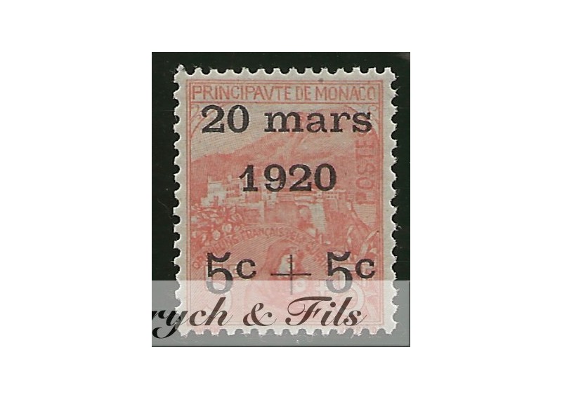 1919 MONACO N°43 TIMBRE POSTE MARIAGE xx