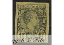 1885 MONACO N°9 TIMBRE POSTE NON DENTELE PRINCE CHARLES III NEUF SANS GOMME D'ORIGINE TRES BEAU x