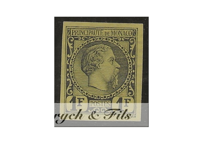 1885 MONACO N°9 TIMBRE POSTE NON DENTELE PRINCE CHARLES III NEUF SANS GOMME D'ORIGINE TRES BEAU x