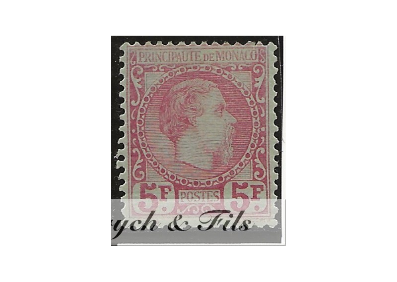 1885 MONACO N°10 TIMBRE POSTE PRINCE CHARLES III PLIE DE GOMME x