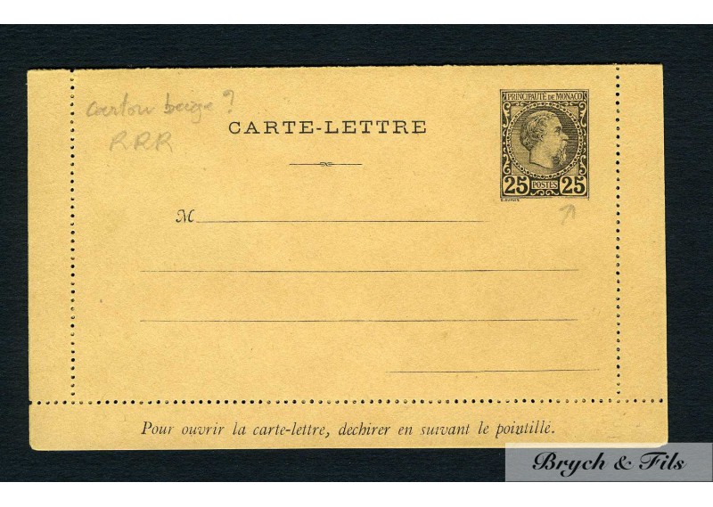 Carte-Lettre N°CHR (H3) sur carton beige