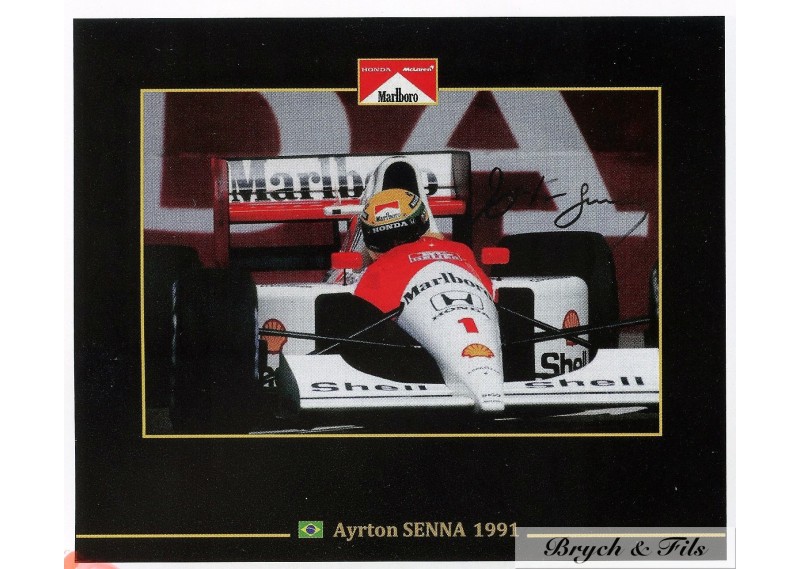 Autographe Photo Dédicacée Ayrton Senna F1 McLaren 1991