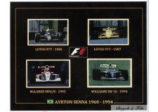 4 Autographes Photos Dédicacées Ayrton Senna F1 Lotus, McLaren, Williams