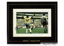 Pelé and Enrico Albertosi Match Brazil-Italy 1970 Signed Photo Autograph