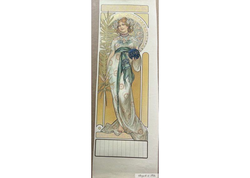 Affiche originale A. Mucha " Projet Calendrier Zodiac "