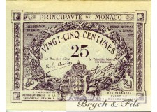 Billet Monaco 25 ct violet timbre sec 1920