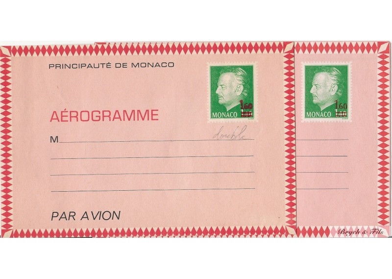 1976 Monaco Aérogramme N°502 Variété Double Surcharge Rainier III