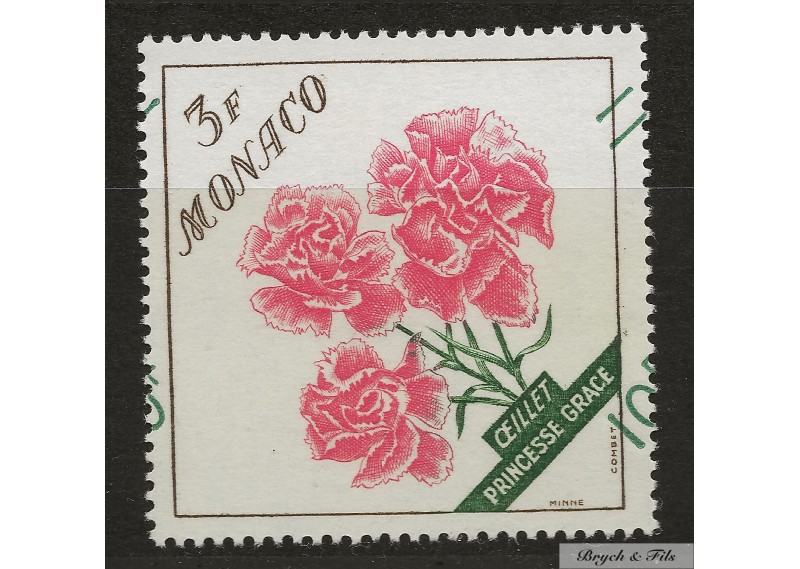 1959 Monaco Poste N°515a Oeillet "Princesse Grace" Variété Surcharge à Chevalxx