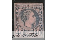 1885 MONACO N°7 TIMBRE POSTE NON DENTELE SUR BRISTOL PRINCE CHARLES III x