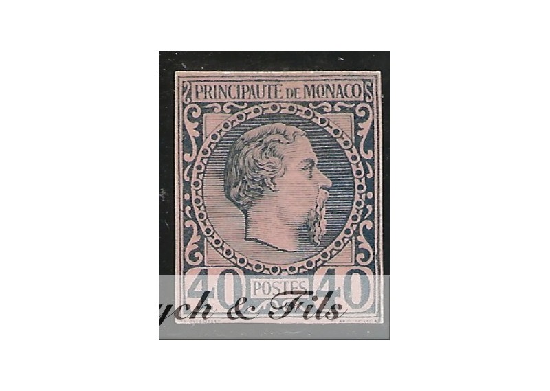 1885 MONACO N°7 TIMBRE POSTE NON DENTELE SUR BRISTOL PRINCE CHARLES III x