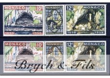 1958 MONACO N°496/498 LOURDES VARIETE GROTTE MORDOREE xx