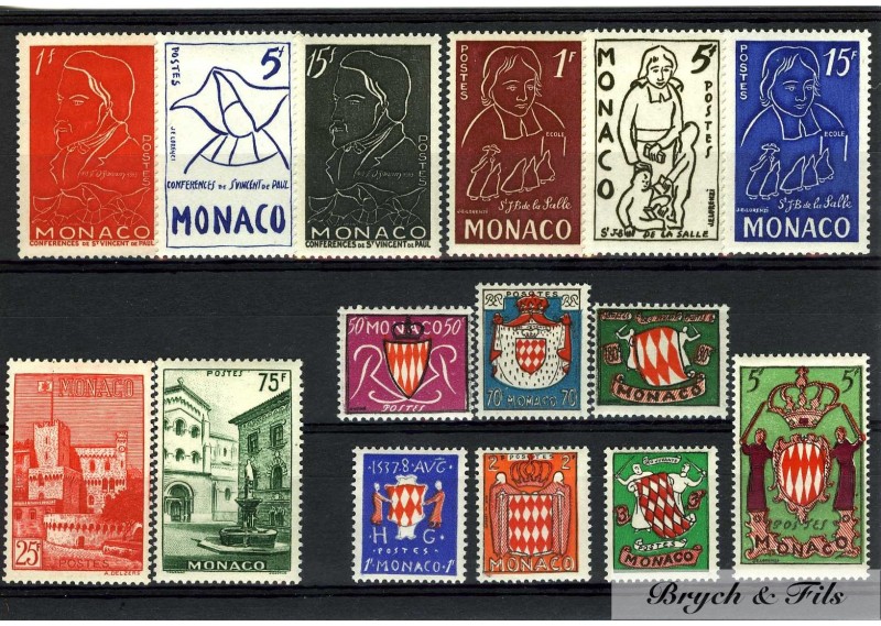 1954 MONACO ANNEE COMPLETE TIMBRES POSTE  x