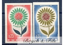 1964 MONACO N°652-653 NON DENTELE EUROPA MARGUERITE