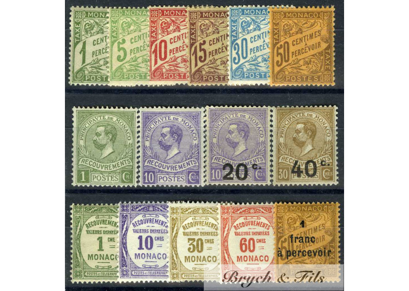 1905/1925 MONACO TAXES 1/17 (Sauf N°4 et 10) x