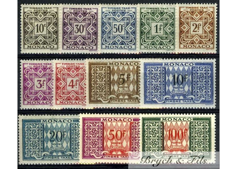 1946/57 MONACO TIMBRES TAXE YVERT ET TELLIER N°29-39 x