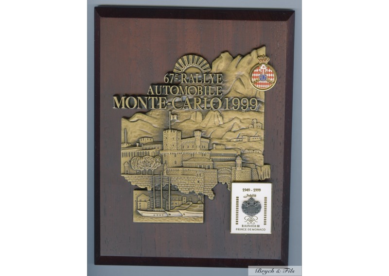 1999 MONACO BADGE/PLAQUE CALANDRE EMAILLE 67e RALLYE MONTE CARLO