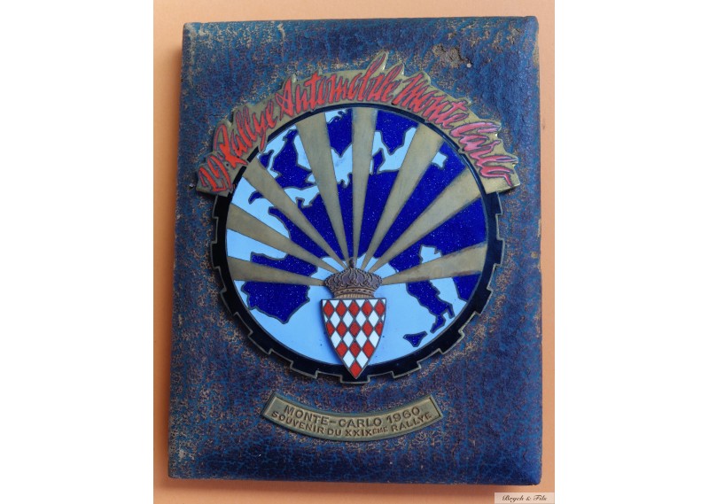 1960 MONACO BADGE PLAQUE CALANDRE EMAILLE 29e RALLYE MONTE CARLO