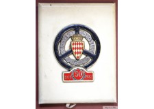 1982 MONACO BADGE PLAQUE CALANDRE EMAILLEE 50e RALLYE AUTOMOBILE DE MONTE CARLO